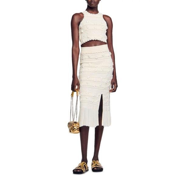 Iman Crop Top and Imanie Knit Pompom Skirt Set - Picture 1 of 12